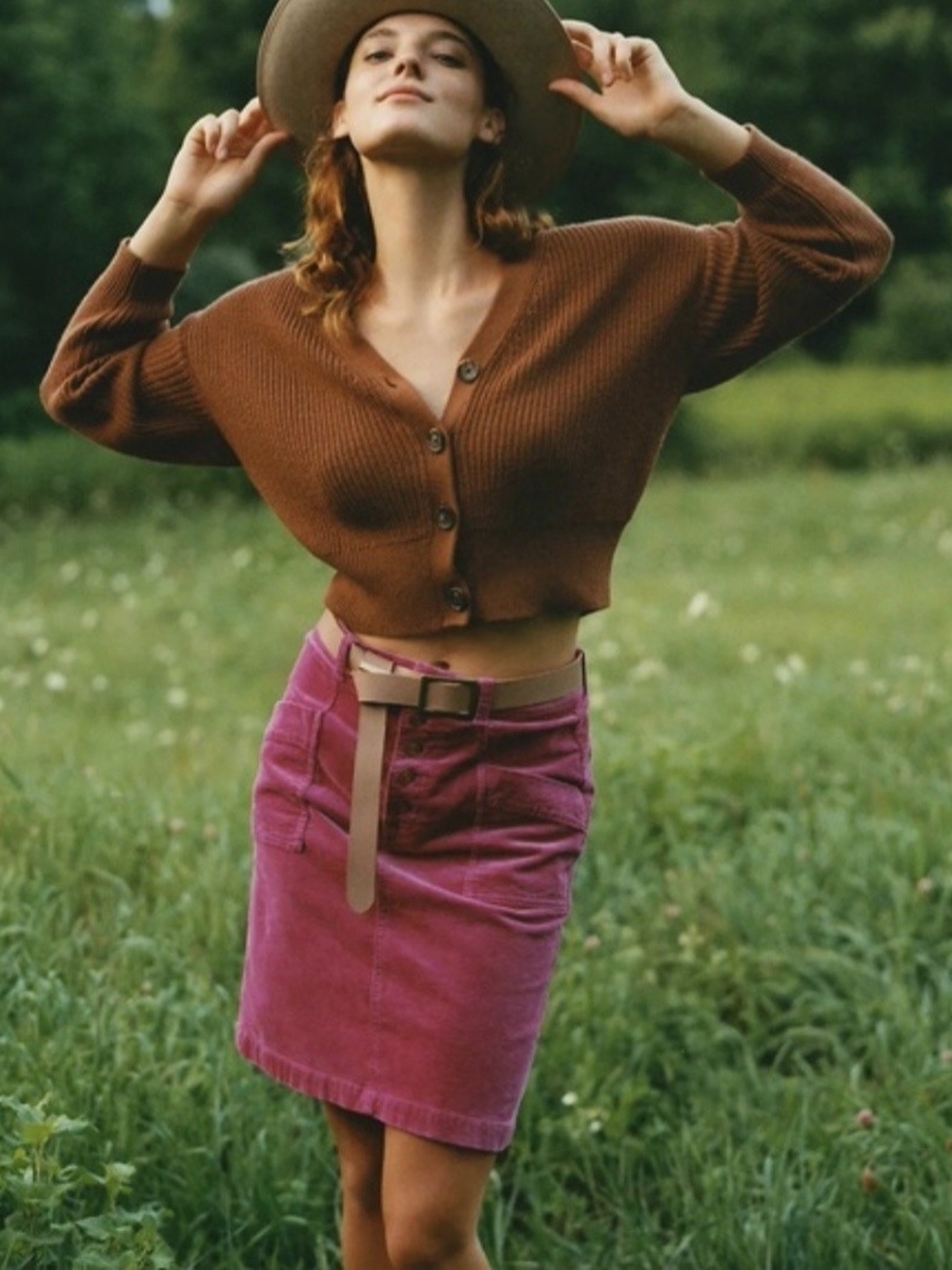 Pilcro Corduroy Mini Skirt in Fuchsia